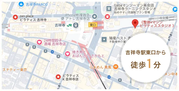 吉祥寺店へのアクセスマップ
