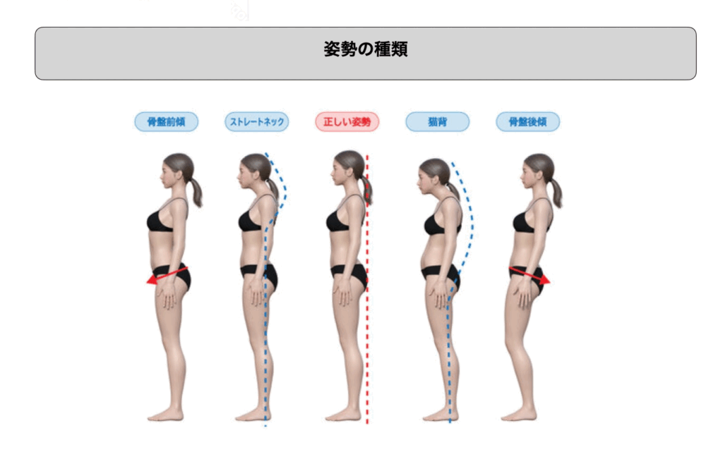 人間の姿勢不良の代表的な姿勢