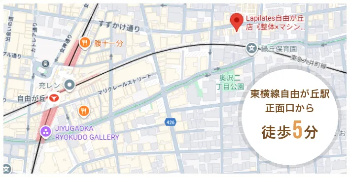 自由が丘店へのアクセスマップ