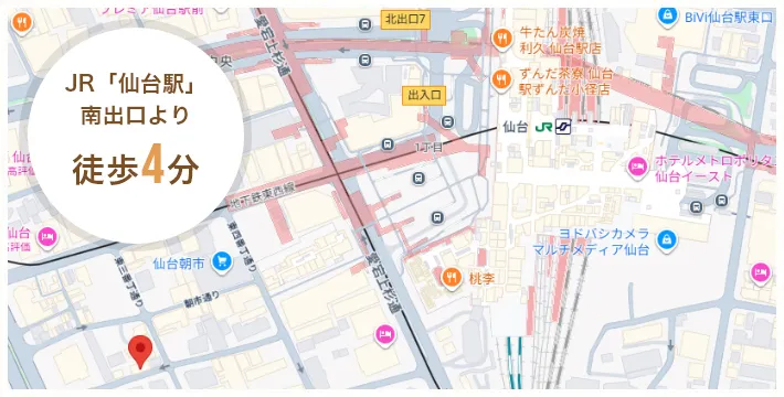 仙台店へのアクセスマップ
