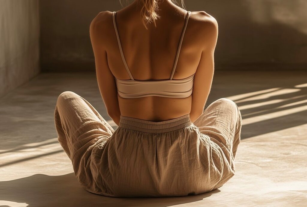 マットピラティスで心身を整える女性