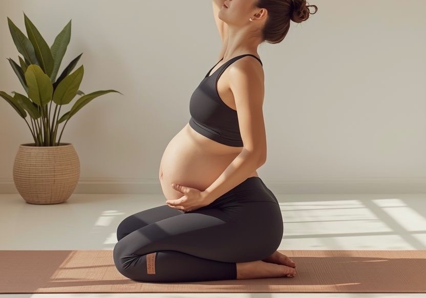 妊娠中の女性がピラティスを通してリラックスしている様子