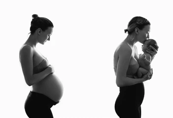 マタニティの女性と産後の女性