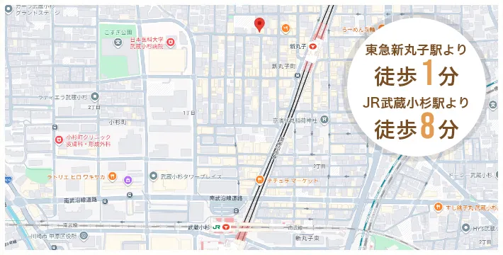武蔵小杉店へのアクセスマップ