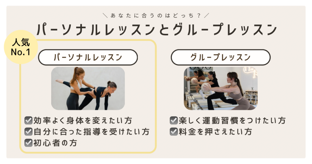 パーソナルレッスンとグループレッスンの違いについて